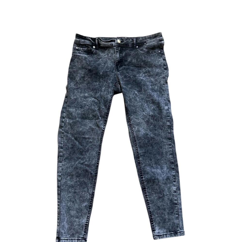 Denim Co Size 10 Skinny Grey Black Acid Wash Denim Jeans 80s Retro 90s